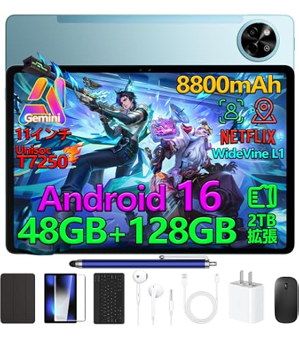 Amazon.co.jp: 【Android16 11インチ セット版】Android16 タブレット