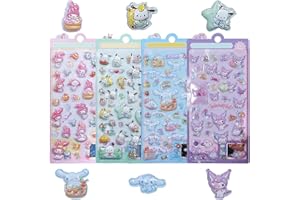 【4枚セット】ぷくぷくシール 3dシール 手帳用 可愛い 立体 Mocasa ぷっくり かわいい ステッカー 手帳 女の子 透明 台紙 用 泡ステッカー ジュエル風 手帳用 diy用 水筒用 携帯電話飾り用 手芸用品