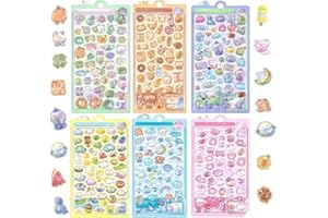 ステッカー ぷくぷく シール 立体 ごほうびシール 【6枚セット】丸っこくて 可愛い デコシール 女の子 貼り付け可能 手芸用品 携帯電話飾り/DIY/手帳用 贈り物向け