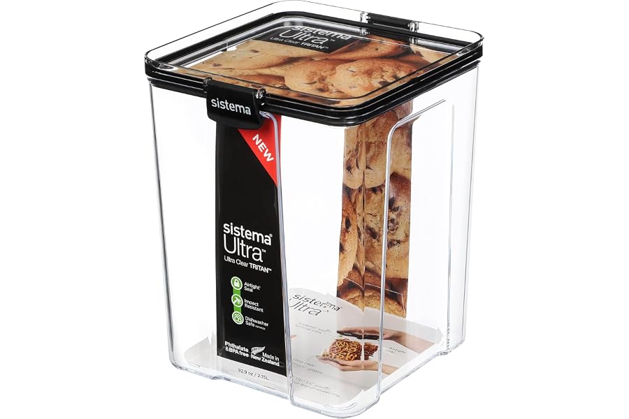 Sistema Ultra Tritan Airtight Pantry Storage Container | 2.75 Litre Large Food Storage Container | Stackable | with Locking C