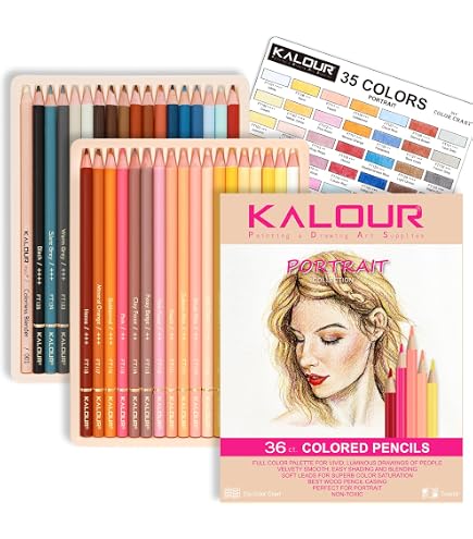 Amazon | KALOUR プロ用色鉛筆セット 120色 画材 スケッチブックと