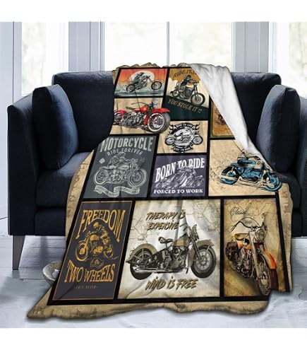 Super Soft Plush Classic Black Harley Davidson Blanket/Throw Full