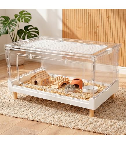 Amazon | YAYAMIYA 小動物 ケージ 透明 2階建て モルモット ケージ 