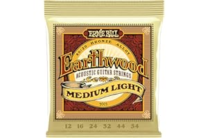 Ernie Ball P02003 Earthwood Medium Light 80/20 Bronze Acoustic Set.012- .054, White Black Red Blue