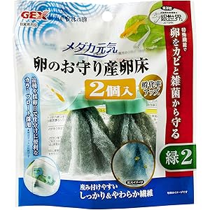 ジェックス メダカ元気卵のお守り産卵床 緑 2個入
