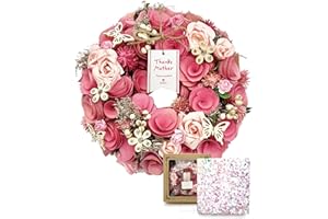 ［ 2026年 mamawreath 包装済 ］ 母の日 母の日ギフト 花 フラワーリース 枯れない プレゼント 感謝 お母さん おしゃれ 玄関ドア ピンク 玄関 リース 永遠の意味 Mサイズ:25cm(直径)×6cm(厚み) (mamawreathピンク (CXO-WR18SKG-MP))