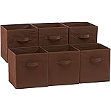 Amazonベーシック 収納ボックス 折りたたみ式 6点セット 取っ手付き ブラウン 27×27×28cm