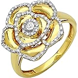 Dazzlingrock Collection 0.25 Carat (ctw) 18k Yellow Gold Plated Sterling Silver Diamond Cocktail Right Hand Flower Ring 1/4 C