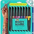 BIC BodyMark Temporary Tattoo Markers for Skin, Color Collection, Flexible Brush Tip, 8-Count Pack of Assorted Colors, Skin-S