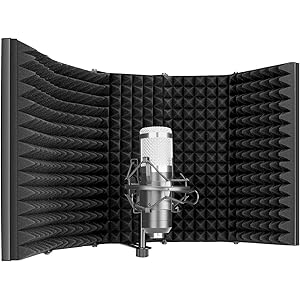 Neewer プロなマイク絶縁シールド 五つパネルポップフィルター、高密度吸収フォームフロントとベントメタルバックプレー…