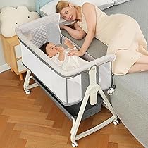 Amazon.co.jp: ベビーベッド 添い寝ベッド グレー 乳児用ベッド 多機能 