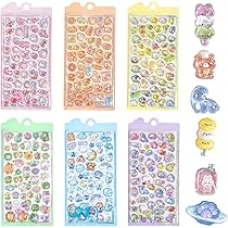 Amazon | 【6枚セット】3dシール Ziifun 可愛い 手帳用 泡ステッカー