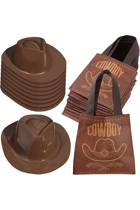 12 Piece Colorful Cowboy Hats - Adult 