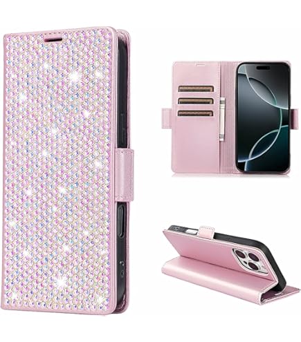 Aazon.co: Guppy Bling Wallet Case Copatible With IPhone 14 Pro Ax, PU Flip Blocking Wallet