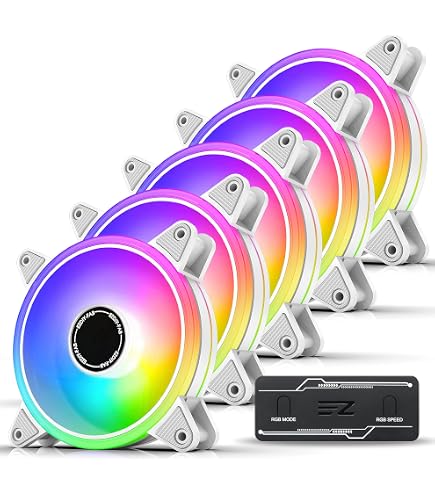 Amazon.co.jp: EZDIY-FAB 120mm RGB ホワイト PCケースファン 5V 3PIN 