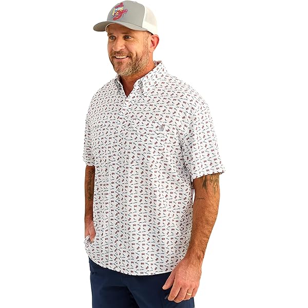 HUK - Men's Creekbed Pattern Short Sleeve Button Jamaica