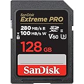 SanDisk 128GB Extreme PRO SDXCカード、SDカード、V60メモリーカード、6K & 4K UHD、最大280MB/秒、衝撃、温度、水、X線防止、RescuePro Deluxeデータ復旧ソフトウェア、UHS-II、クラス1