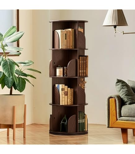 Amazon｜本棚 回転 回転式本棚 360°回転式本棚 5段/ 6段 大容量 スリム