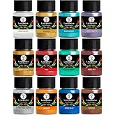 Luckymica Mica Powder, 12 Colours Pearlescent Pigment Powder for Epoxy Resin, 120g Pearl Pigment Set for Soap Making, Bath