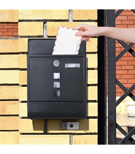 WeHere Wall Mount Mailbox – Large Lockable Galvanized Steel, USPS Flag, Weatherproof Outdoor Postbox