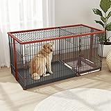 YumeTail ペットケージ ペットサークル 犬ケージ 犬ゲージ 屋根付き ペットゲージ 犬ゲージ トイレ付き 幅145*奥行き68*高さ70cm 室内サークル お手入れ簡単 小型犬 中型犬 屋内 (ブラウン)
