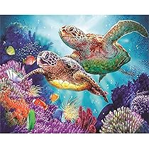 美品 ウミガメのタイルアート Amazon.co.jp: ウミガメ カラフルな海中世界 ガラスモザイク