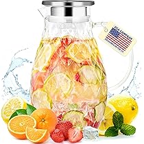 Amazon.co.jp: ホウケイ酸ガラスピッチャー 蓋と注ぎ口付き – 68オンス