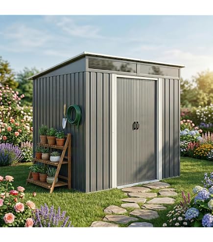 Amazon | 物置 屋外 大型 収納庫 幅239*奥行き123*高181cm スチール製 