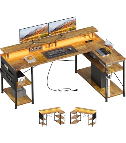 【在庫セール】Maihail 机 pcデスク パソコンデスク つくえ ラック付き Amazon | Maihail l字デスク机pcデスク ラック付き パソコンデスク 幅