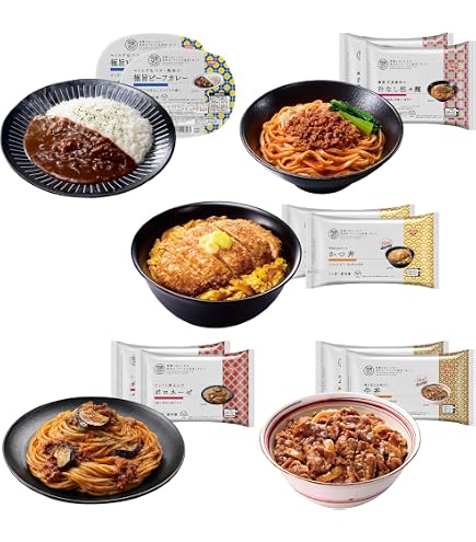 インスタント食品まとめ売り　12箱　カレーメシ　スープDELI他 Amazon | 【冷凍 完全メシ DELI】日清食品 5食お試しセット かつ丼 牛