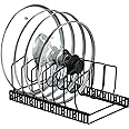 Toplife Adjustable Kitchen Lid Organizer, 7 Adjustable Compartments, for Pantry or Cabinet, Black
