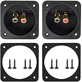 CellCase 2 Pcs 3.1" Double Binding Round Gold Plate Push Spring Loaded Jacks Speaker Box Terminal Cup