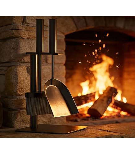Kamino-Flam 3-piece Fireside Companion Set, Steel Fireware Fire Tool Set With Stand For Wood Stove Arc Fireplace Companion With Brush Poker And Coal Shovel Grey - View #6