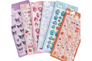 Honlackfu 3Dシール ぷくぷくシール 立体 ぷくぷくぷっくり かわいい おしゃれ デコシール 女の子 クリスマス 誕生日 プレゼント 手芸用品 携帯電話飾り用手帳用 日記帳用 DIY用 貼り付け可能（6枚セット ）