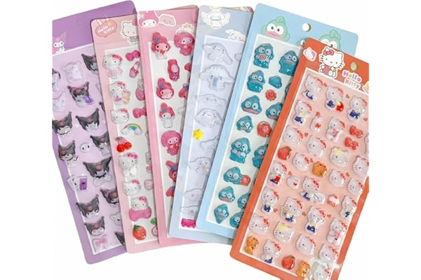 Honlackfu 3Dシール ぷくぷくシール 立体 ぷくぷくぷっくり かわいい おしゃれ デコシール 女の子 クリスマス 誕生日 プレゼント 手芸用品 携帯電話飾り用手帳用 日記帳用 DIY用 貼り付け可能（6枚セット ）