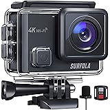 Surfola SF230 アクションカメラ4K 2000万画素水中カメラ 外部マイク リモコン付き WiFi搭載 手ブレ補正 水深40m HDMI出力 1050mAh大容量バッテリー2個付き 170度広角レンズ ウェアラブルカメラ 豊富なアクセサリ