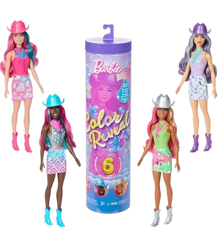 Amazon.co.jp: バービーカラーリビール人形&アクセサリー 6つの開封