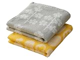 Kosugizen ミニバスタオル 北欧調ジャガード マトカ イエロー・グレー 50×100㎝ 小さなサイズのバスタオル デイリーユース 2枚セット SV-4631-2