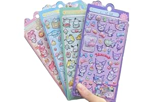 wonderflower かわいい 3Dステッカー デコレーションシール, キャラクター中空立体キャンディシール,DIY 手帳 携帯電話用 立体シール, PVC素材, マルチカラー, 防水, アニメキャラクター, 4枚セット W01 [並行輸入品]