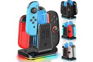 Switch 1/2 Joy-Con 充電 スタンド スイッチ 2 ジョイコン 充電ホルダー LEDインジケーターとRGBライト付き Switchコントローラー 収納ドック 省スペース