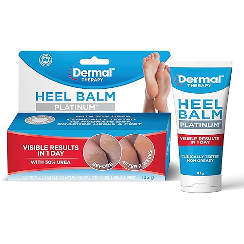 Dermal Therapy Heel Balm Platinum – Extreme Cracked Heel Treatment, Foot Balm with 30% Urea for Deep Hydration & Skin Repair,