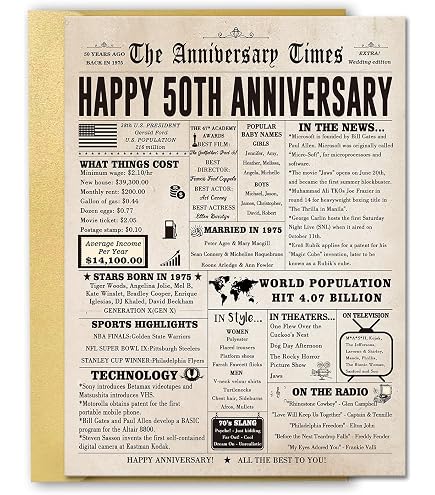 ICG Goldene Hochzeitskarte 2025 – 50. Jubiläum Für 1975, Mit Liebesherzen & Champagner-Design, 155x228 Mm