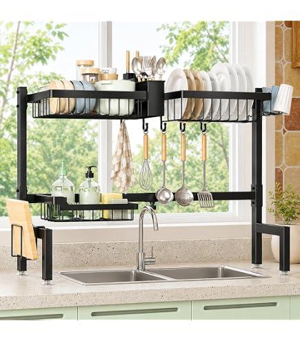 Amazon｜水切りラック シンク上 伸縮式 幅60-100cm 大容量 多機能