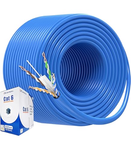 Monoprice 100FT Cat6A Ethernet Cable 24AWG STP Bare Copper - Blue Network Cable 500MHz