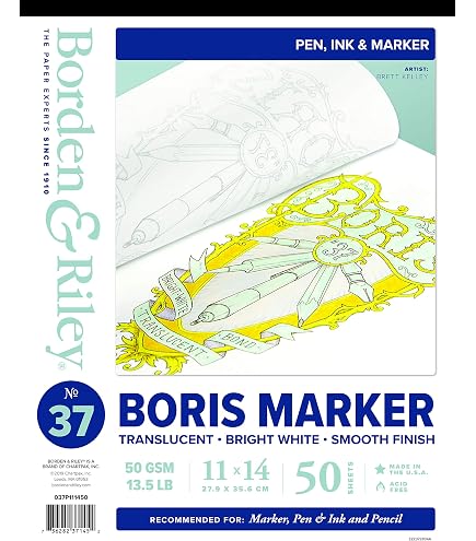 Borden & Riley #51H Tracing Paper Pad - 11x14 Inches, 38 Lb, 50 Sheets, Heavyweight & Erasable - View #12