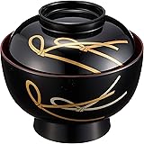 まえじゅう漆器 雑煮碗 結び 黒内朱 伝統工芸 山中塗り 450ml 日本製 3T-420
