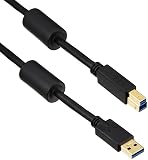 エレコム USBケーブル 【B】 USB3.0 (USB A オス to USB B オス) フェライトコア 3m ブラック USB3-BF30BK