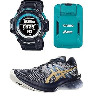 [カシオ × アシックス] ジーショックスポーツ ウォッチ・モーションセンサー・レディースランニングシューズセット (G…