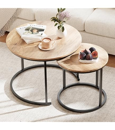 Amazon.co.jp: VEEZHA ネストテーブル 丸 ローテーブル マルテーブル