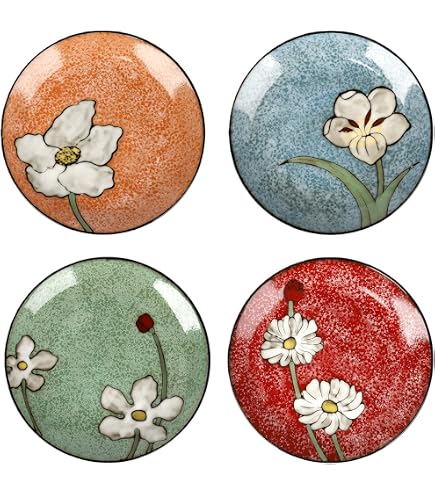 Katathani Ceramic Dinner Plates Set Of 4 – 11 Inch Hand-Painted Porcelain Plates, Microwave & Dishwasher Safe